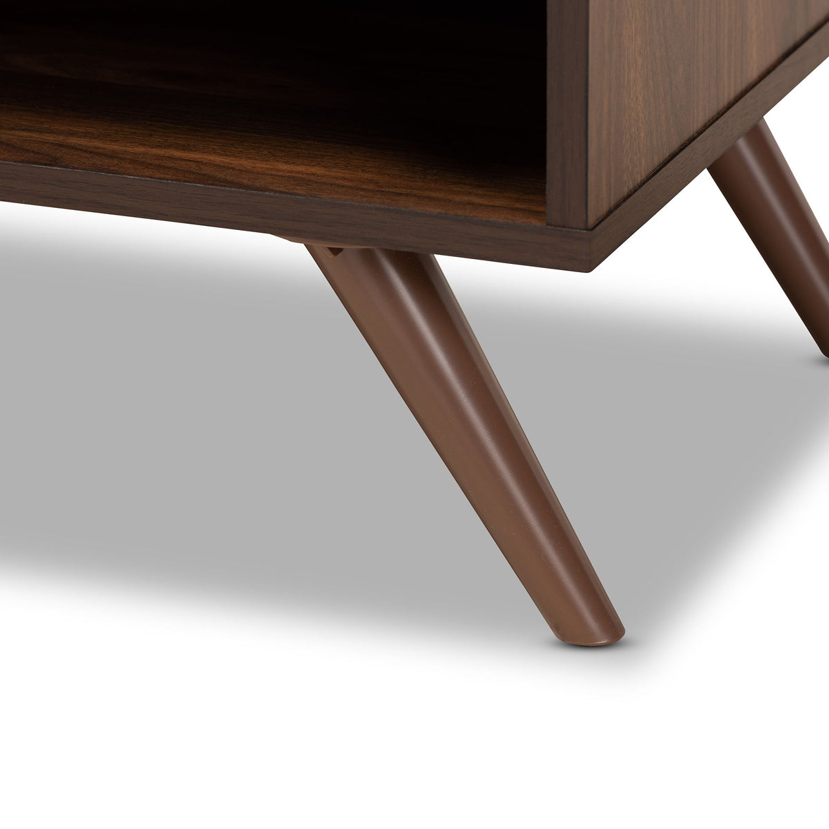 Naoki Modern and Contemporary Two-Tone Grey and Walnut Finished Wood 1-Drawer Nightstand