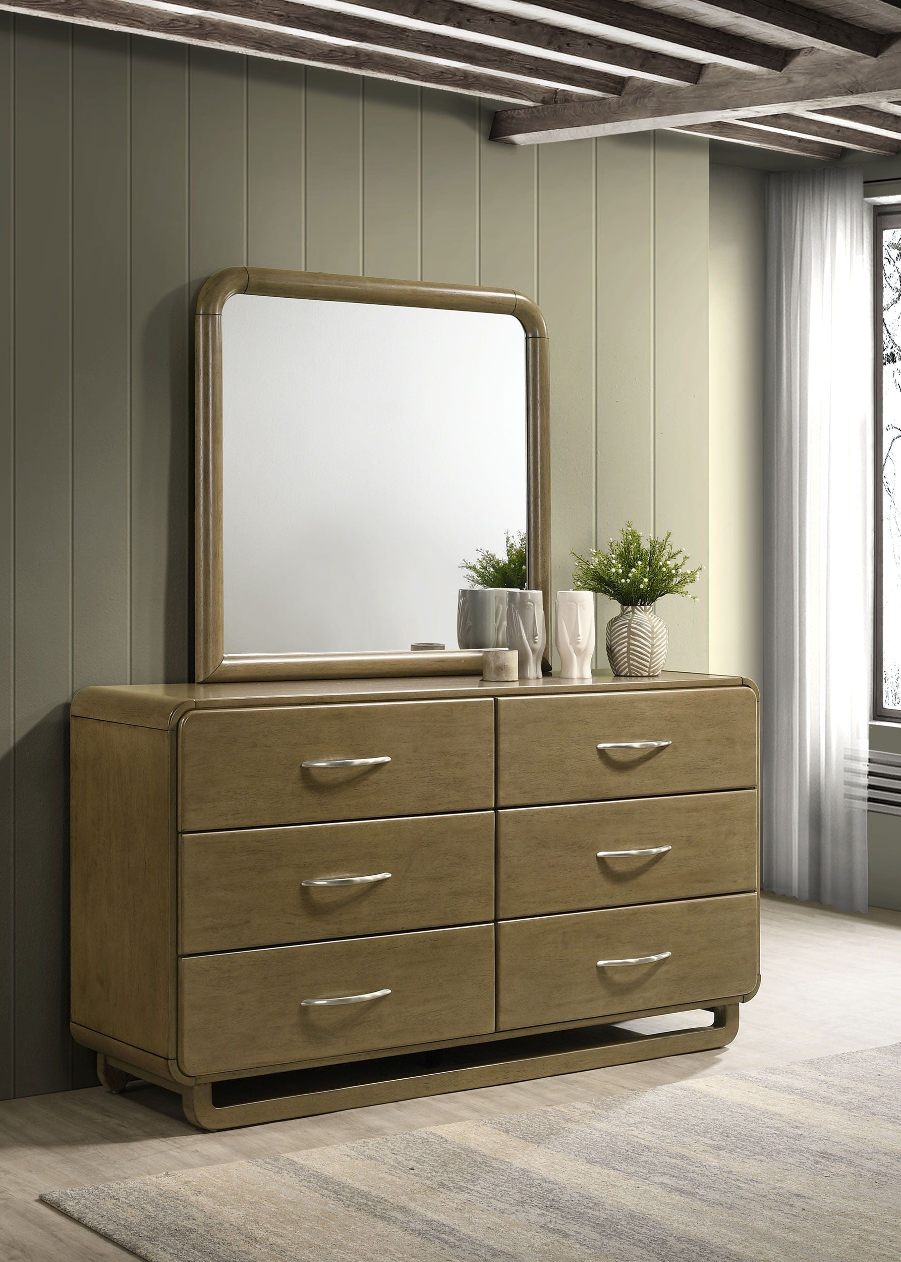 Coaster Fine Furniture Amsbury - 6-Drawer Dresser And Mirror - Nutmeg | Meri Furniture