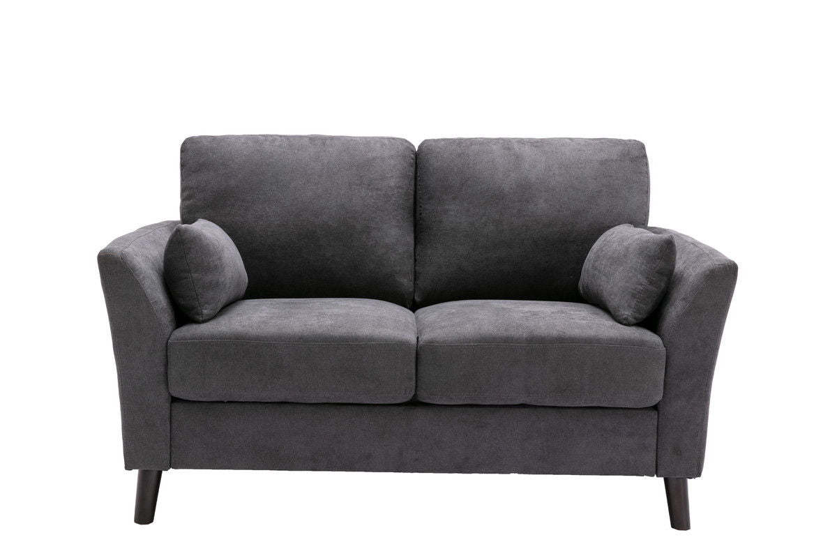 Damian Gray Woven Fabric Sofa Loveseat Living Room Set