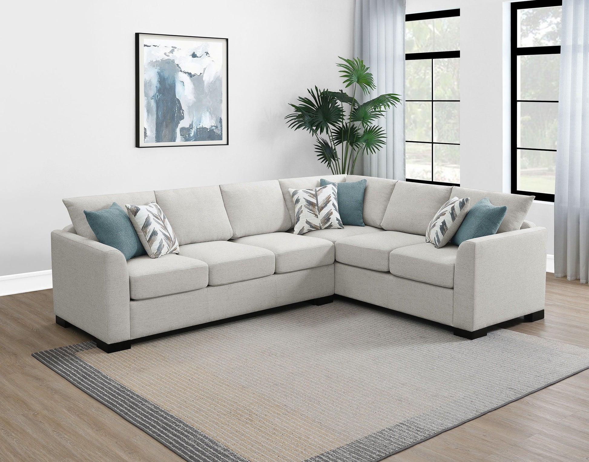 Coaster Fine Furniture Ashford - Chenille Upholstered Sleeper Sectional Sofa - Greige | Meri Furniture