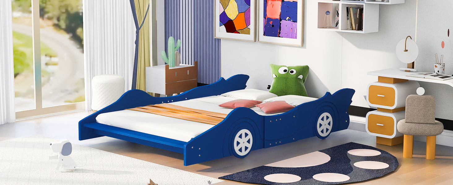 Race Car Shaped Platform Bed & Wheels