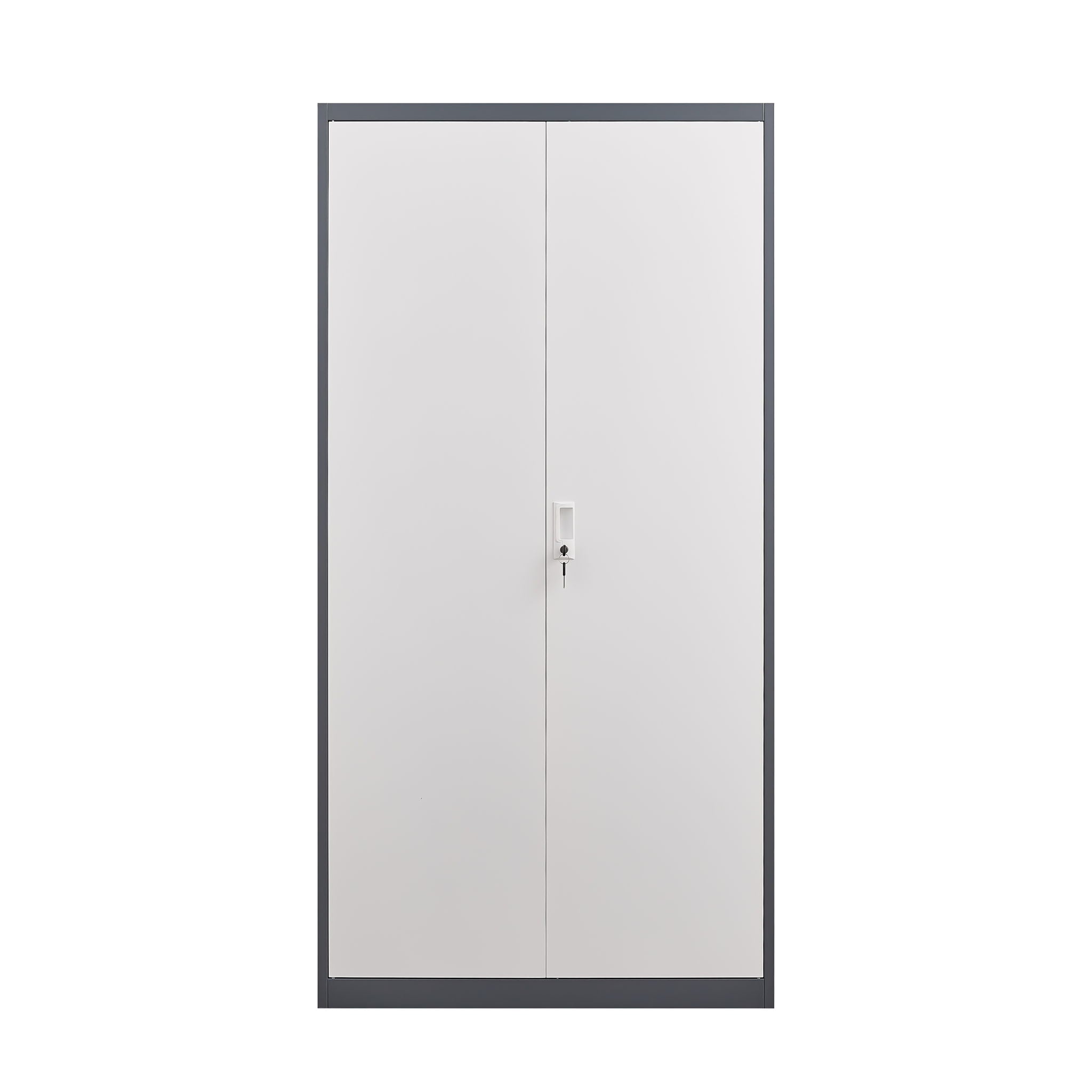 Wardrobe With Hanging Rod And Compartments, Lockable Closet With Locks & Keys For Bedroom - Gray