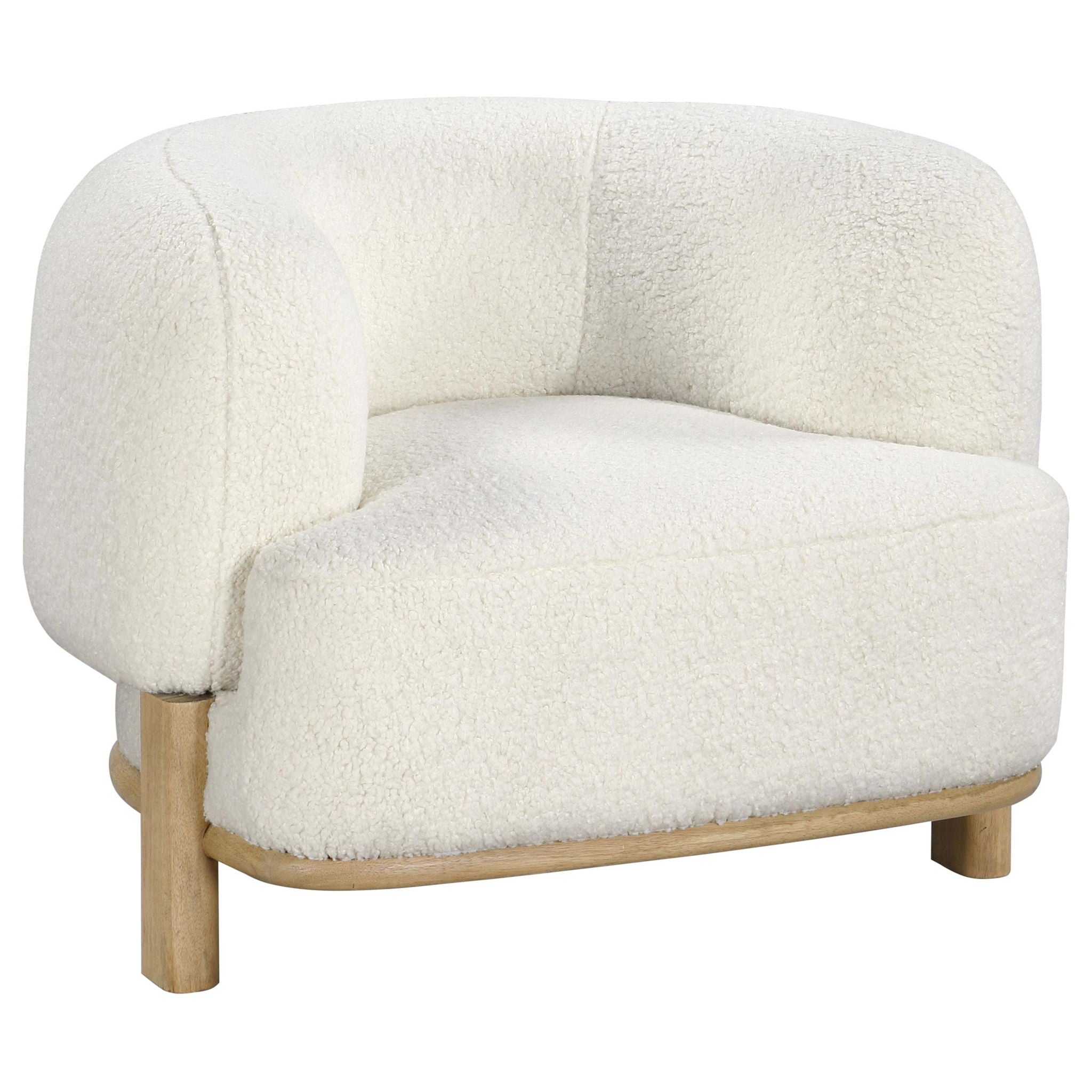 Lawler Upholstered Barrel Back Accent Chair Ivory and Natural