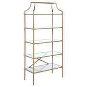 Serena - 5-Shelf Glass Bookshelf - Gold