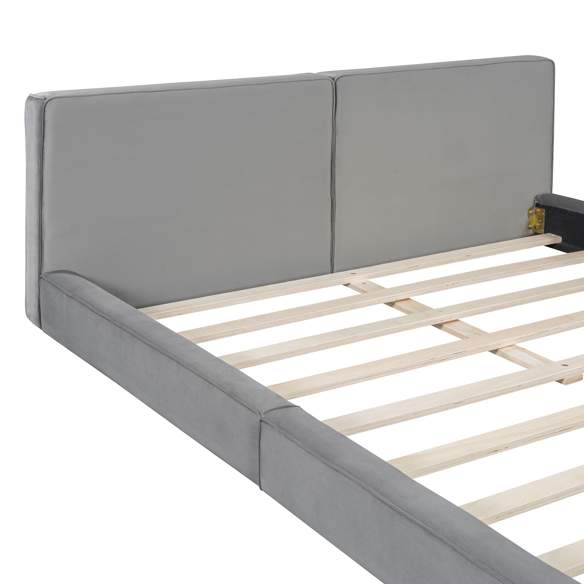 Upholstered Platform Bed, Grounded Bed With Solid Frame