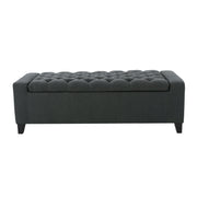 Contemporary Storage Ottoman With Tufted Top - Dark Gray