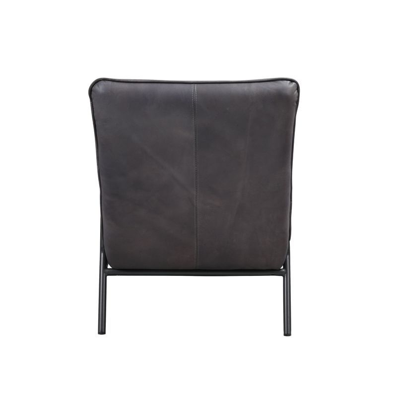 Nignu - Accent Chair - Gray Top Grain Leather & Matt Iron
