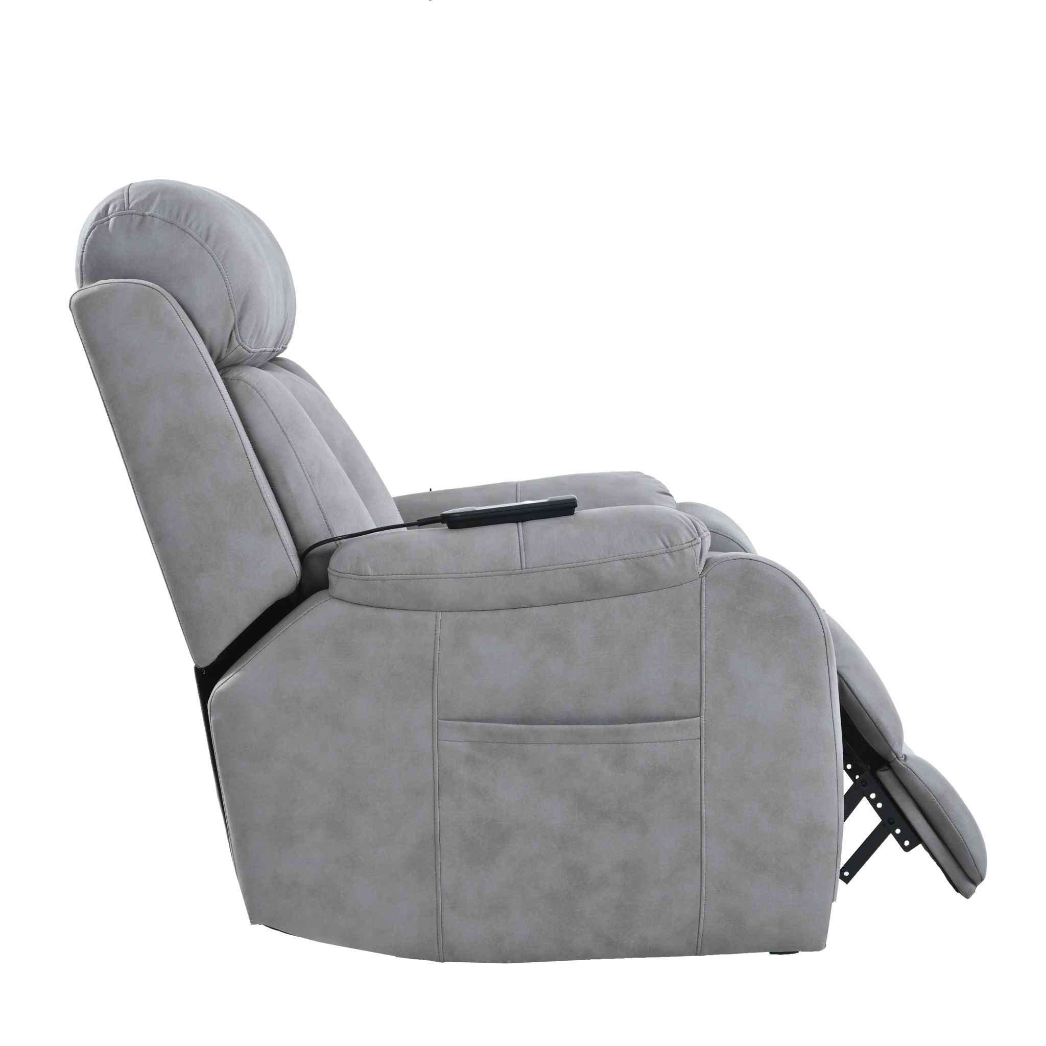 Electric Power Lift Recliner Chair, Fabric Recliner Chair, Home Theater Seating, Living Room Chair, Side Pocket, Remote Control - Light Gray
