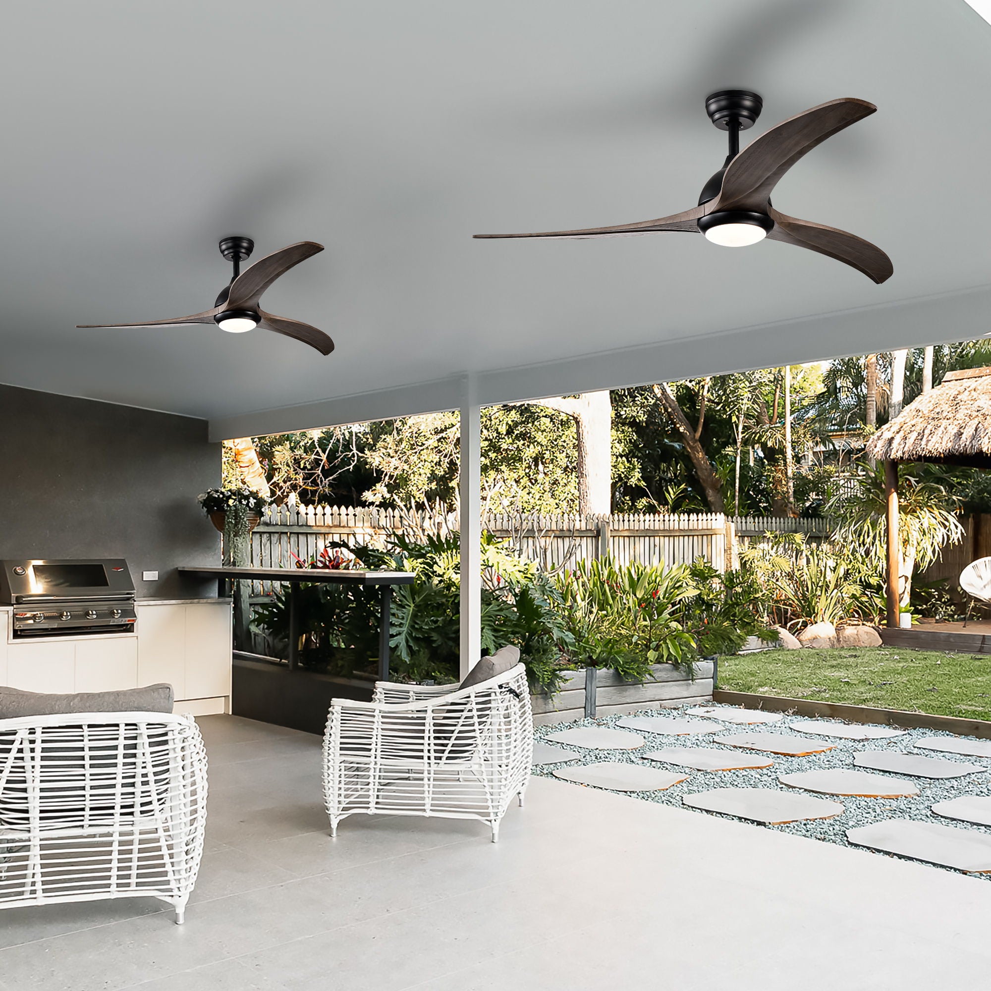 Indoor Outdoor Ceiling Fan With Light With Remote Control, Noiseless Reversible Motor, 6 Speed, 3 Color