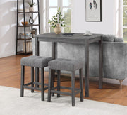 Lux Gray 3 Piece Counter Height 42" Pub Table Set with Tufted Gray Linen Stools