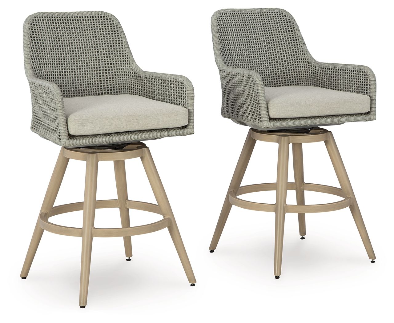 Signature Design by Ashley® Seton Creek - Beige / Gray - Barstool With Cushion (Set of 2) | Meri Furniture