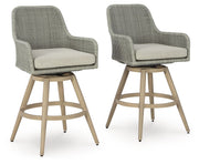 Signature Design by Ashley® Seton Creek - Beige / Gray - Barstool With Cushion (Set of 2) | Meri Furniture