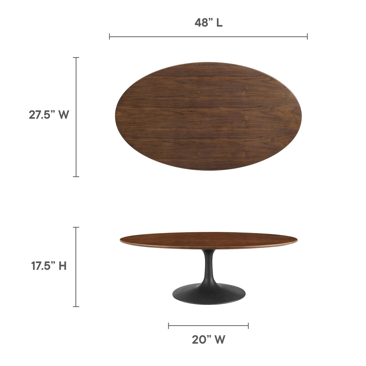 Lippa 48" Oval Wood Coffee Table by Modway