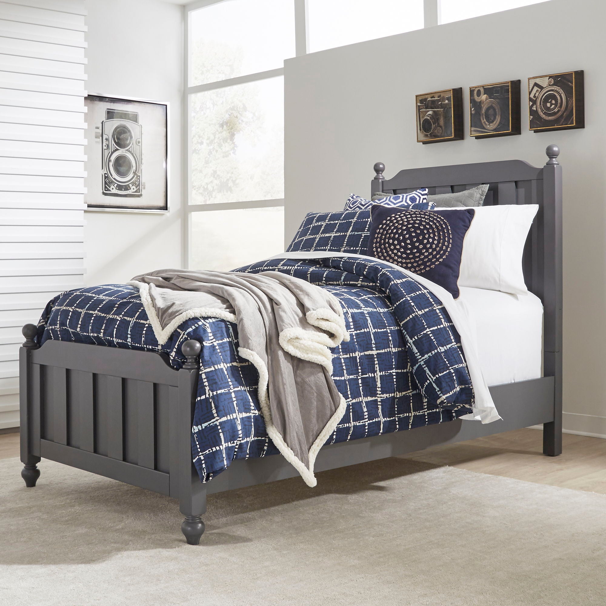 Cottage View - Full Panel Headboard & Footboard - Dark Gray