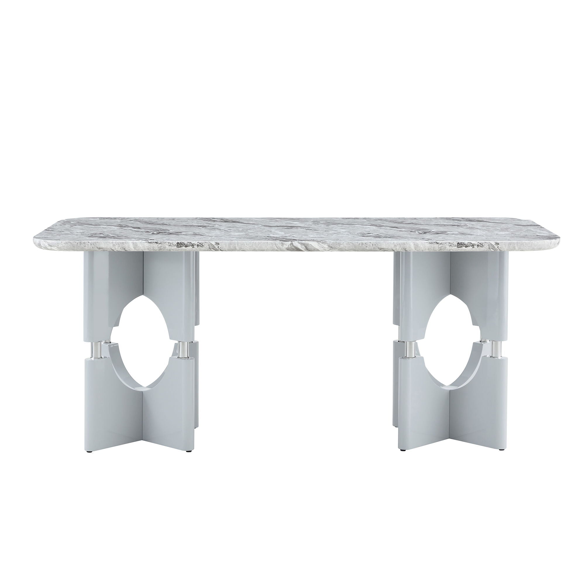 Modern Dining Table With Sleek Hollow-Out Frame And Accents