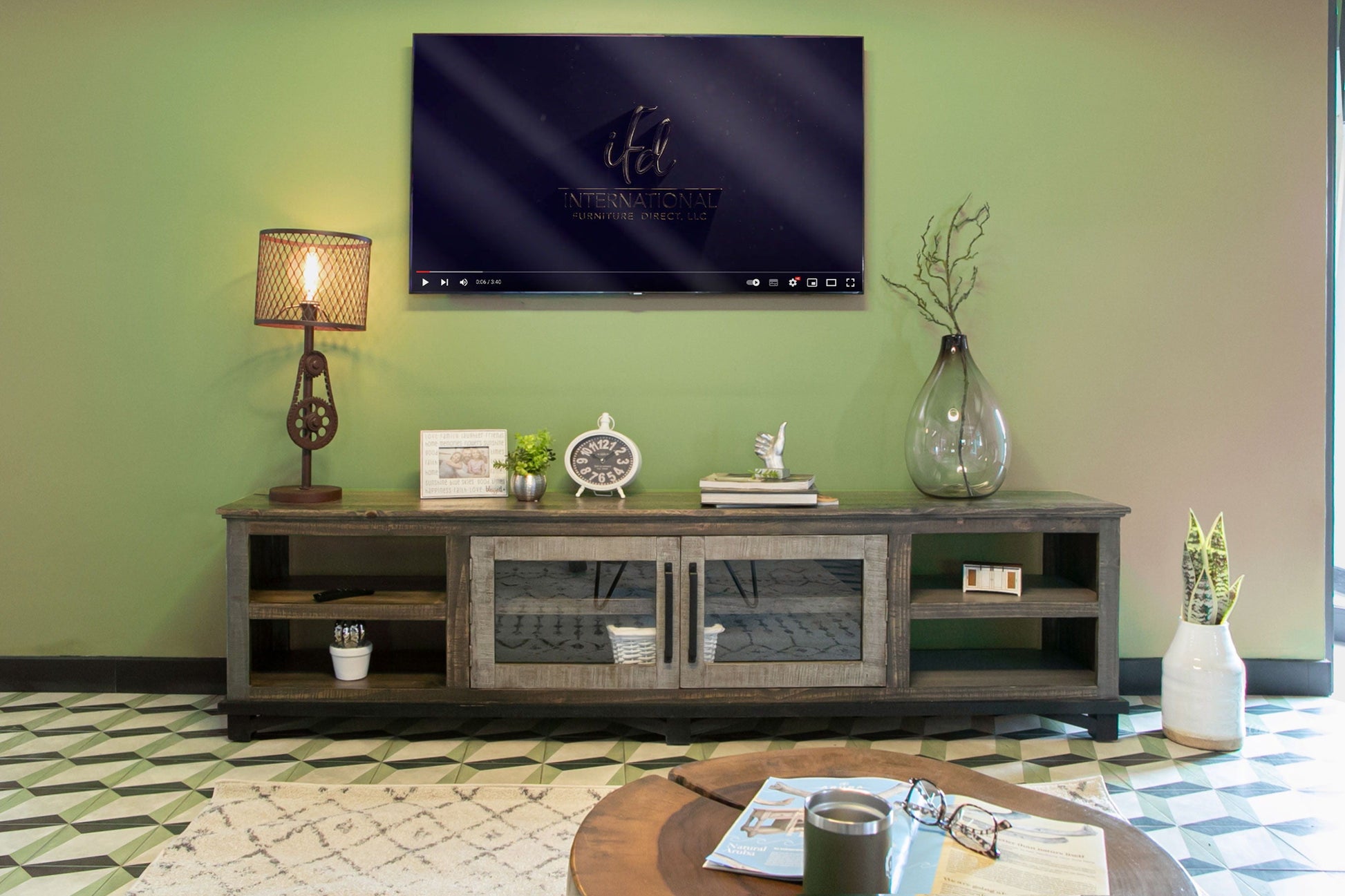 International Furniture Direct Loft Brown - TV Stand - Two Tone Gray / Brown | Meri Furniture