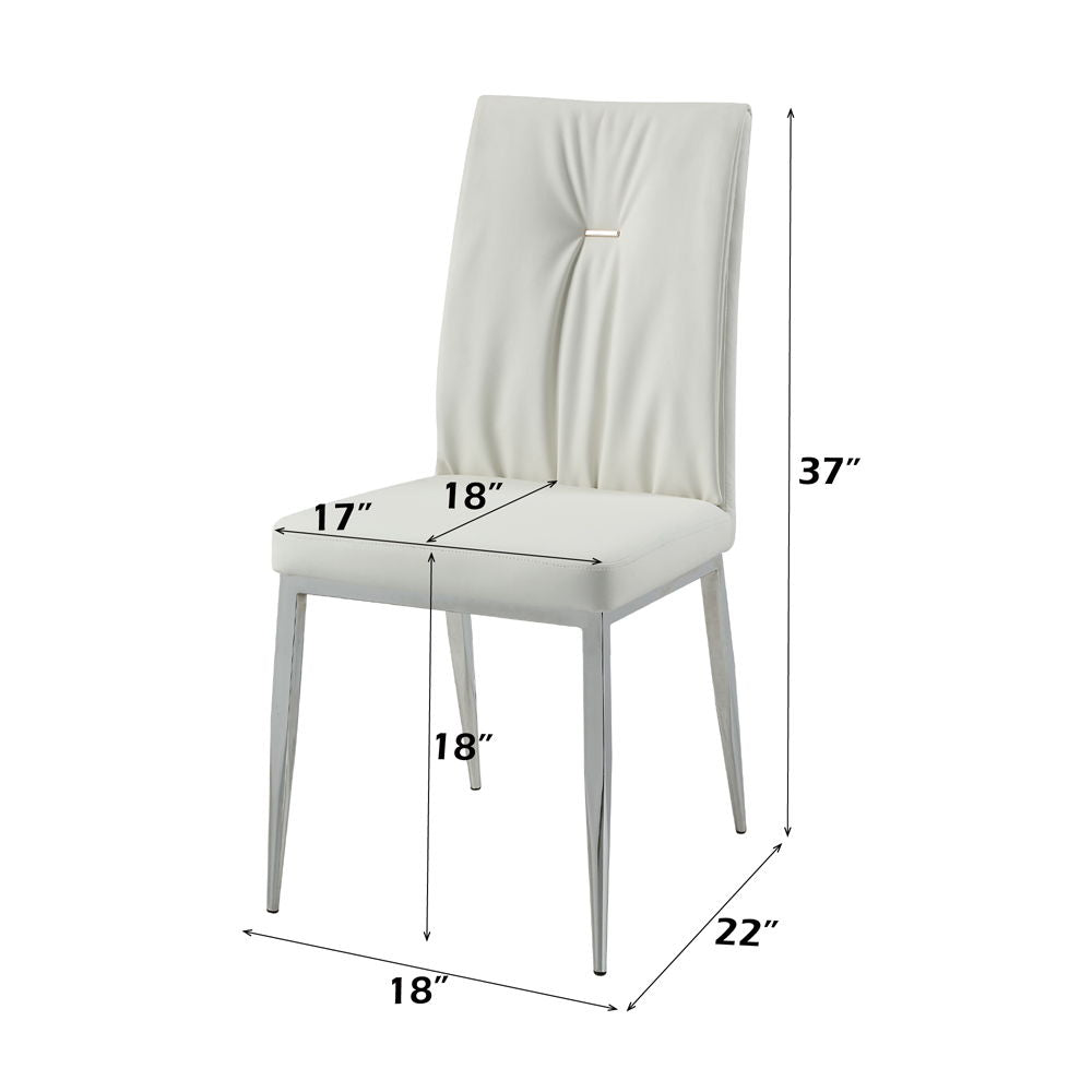 Kamaile - Side Chair Set of 2) - Beige Synthetic Leather & Chrome
