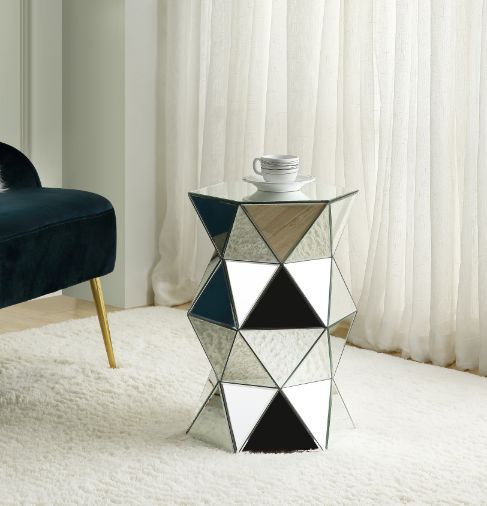 ACME Meria - Pedestal - Mirrored - 20" | Meri Furniture