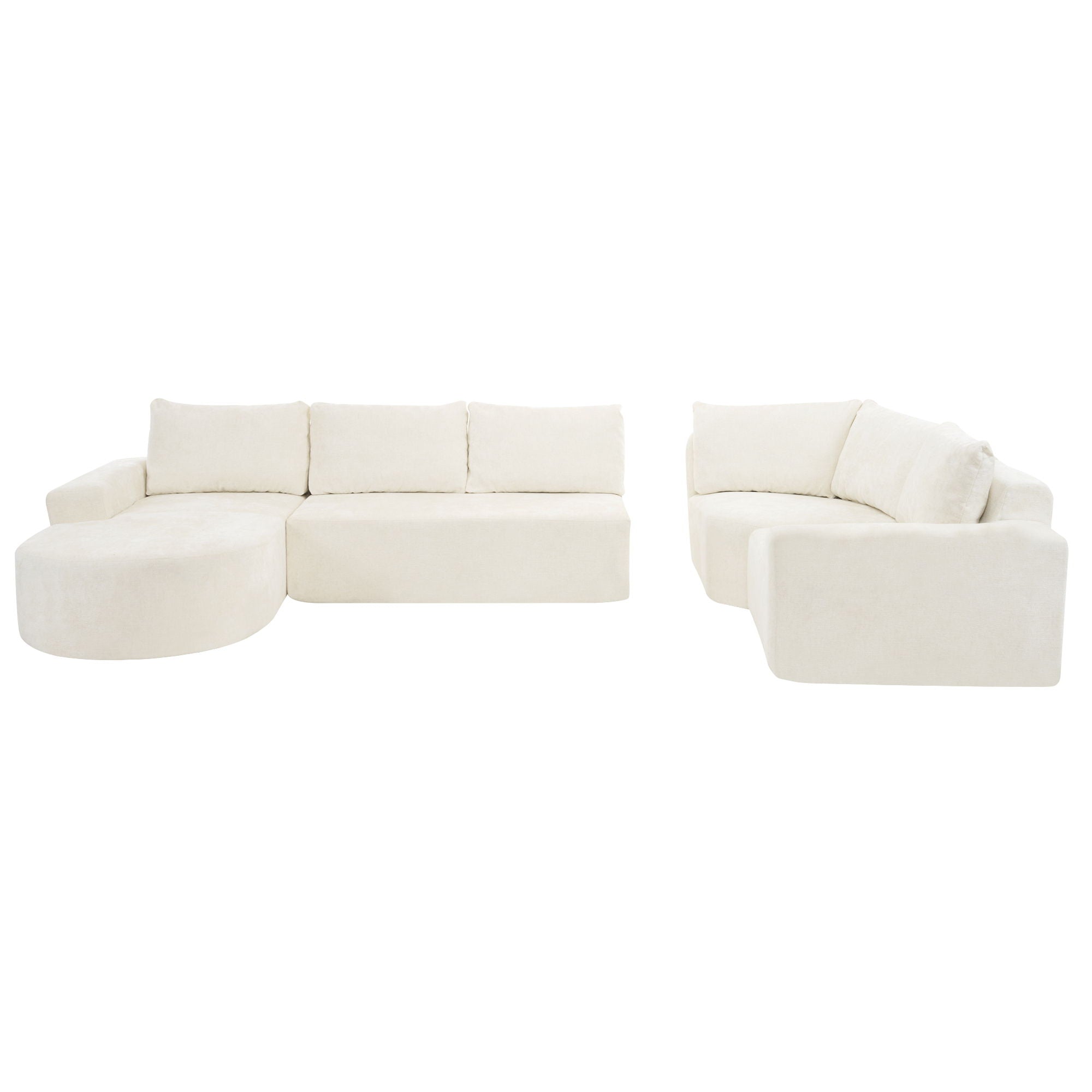 U-Shaped Oversized Modular Cloud Sectional Sofa With Deep Seat For Living Room