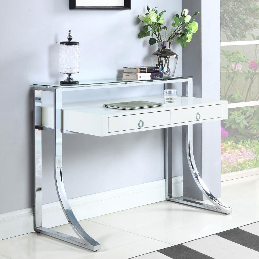 Coaster Fine Furniture Gemma - 2-Drawer Writing Desk - White High Gloss | Meri Furniture