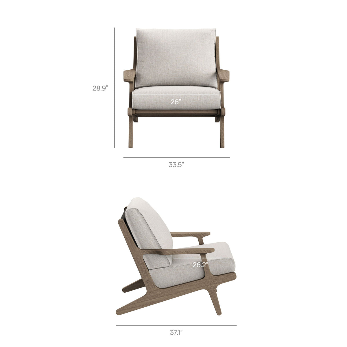 Saratoga Outdoor Patio Teak Wood Chair and Ottoman Set by Modway
