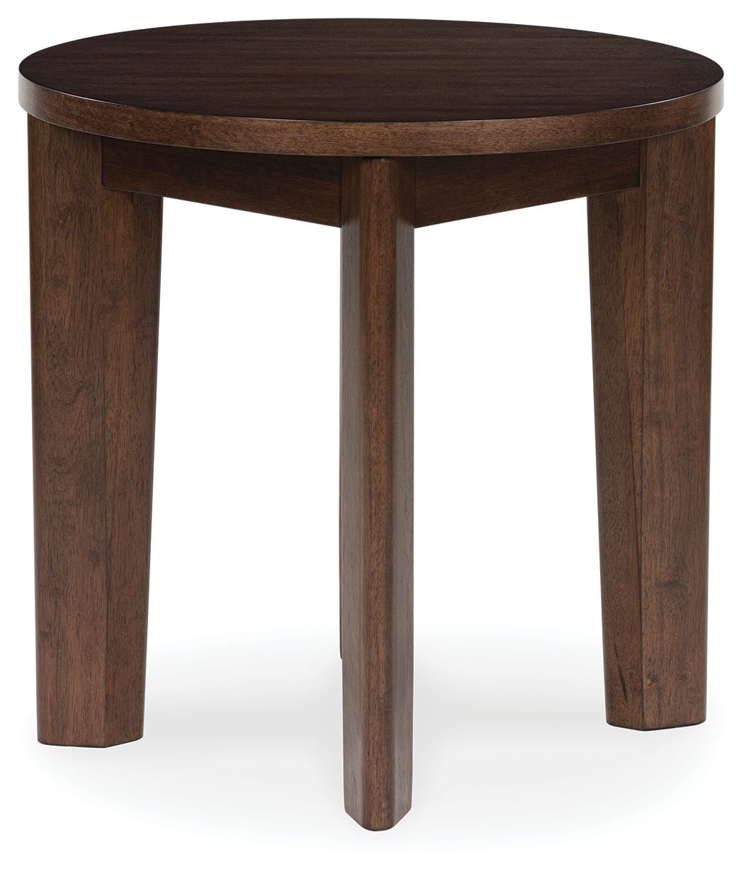 Signature Design by Ashley® Korestone 2 - Dark Brown - Round End Table | Meri Furniture