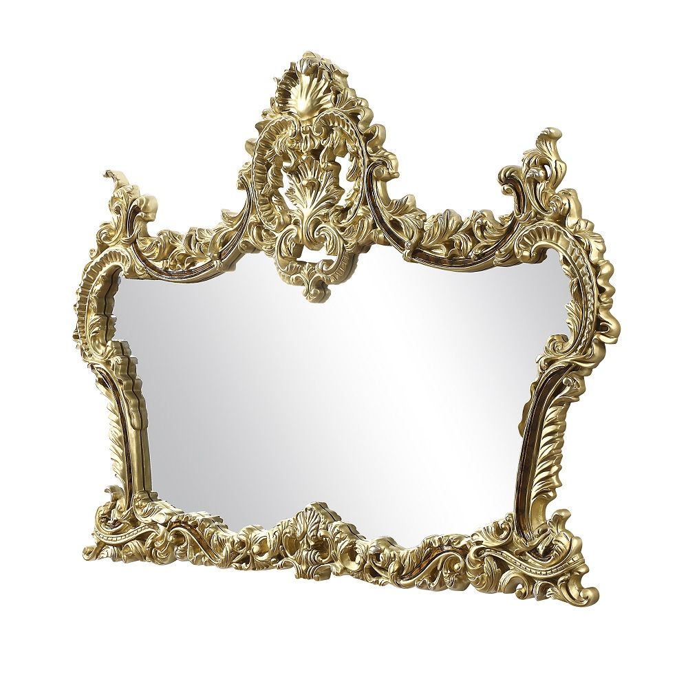 ACME Desiderius - Mirror - Antique Gold & Hand Painted Brown | Meri Furniture