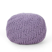 Bordeaux - Knitted Cotton Round Pouf Ottoman