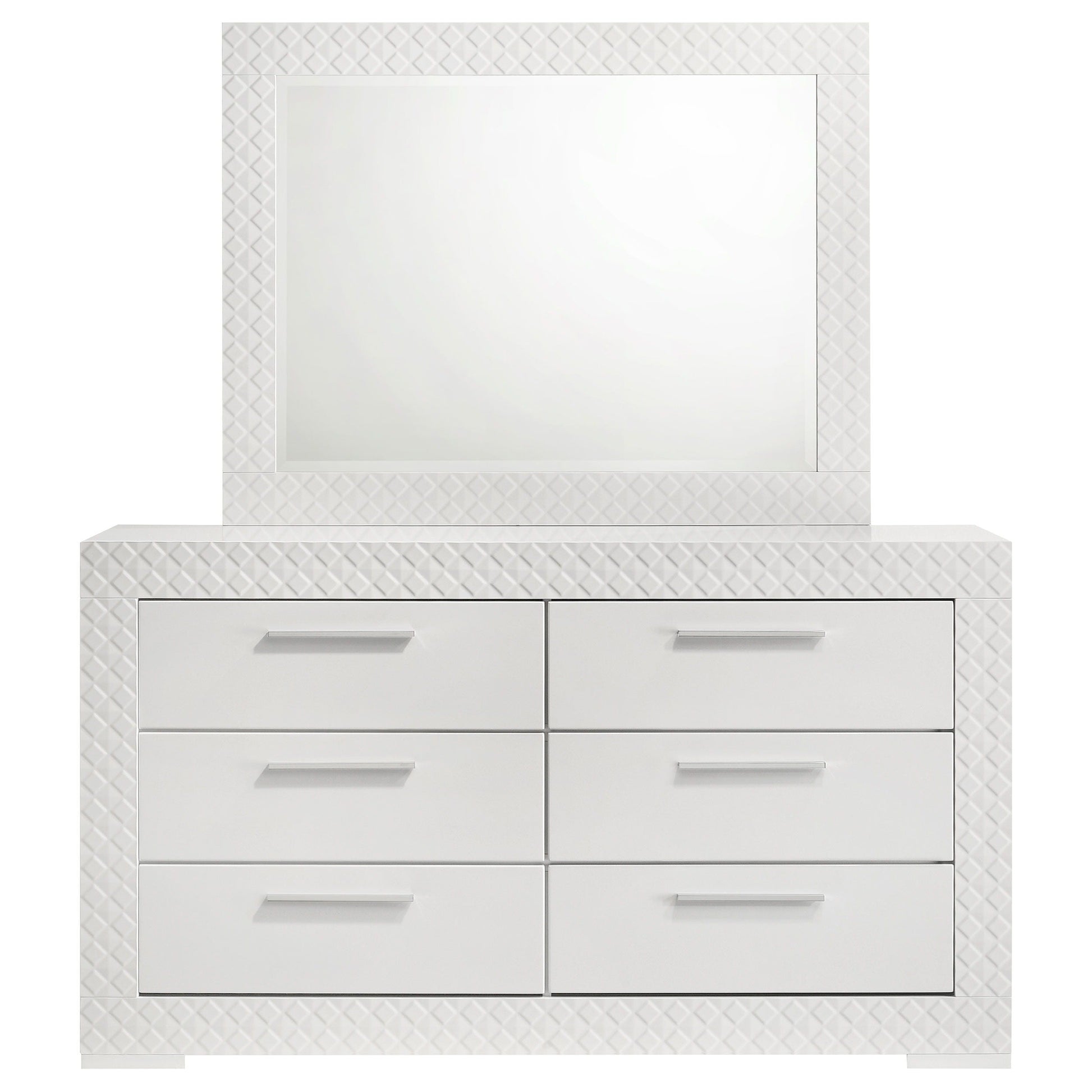 Coaster Fine Furniture Ives - 6-Drawer Dresser And Mirror - White High Gloss | Meri Furniture