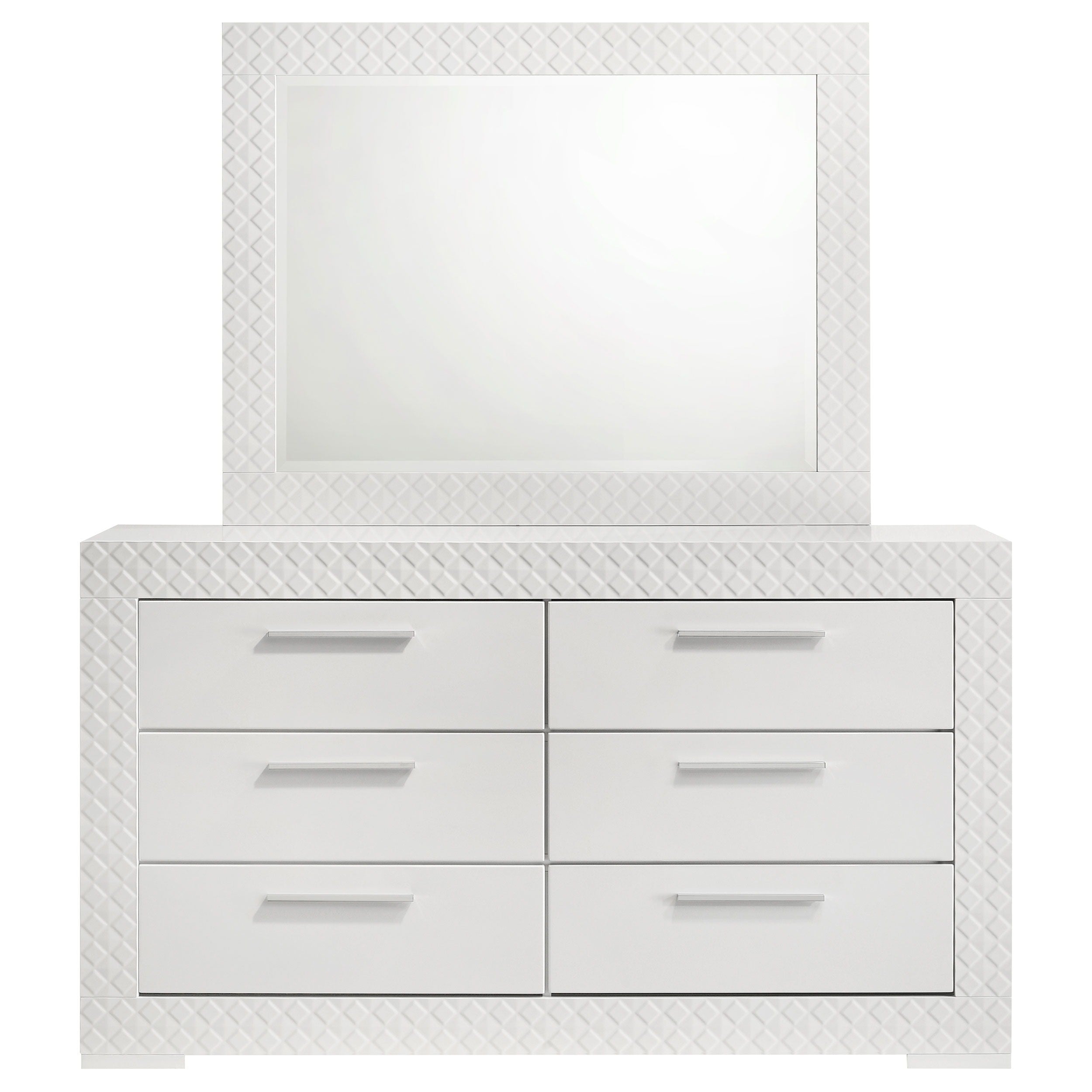 Coaster Fine Furniture Ives - 6-Drawer Dresser And Mirror - White High Gloss | Meri Furniture