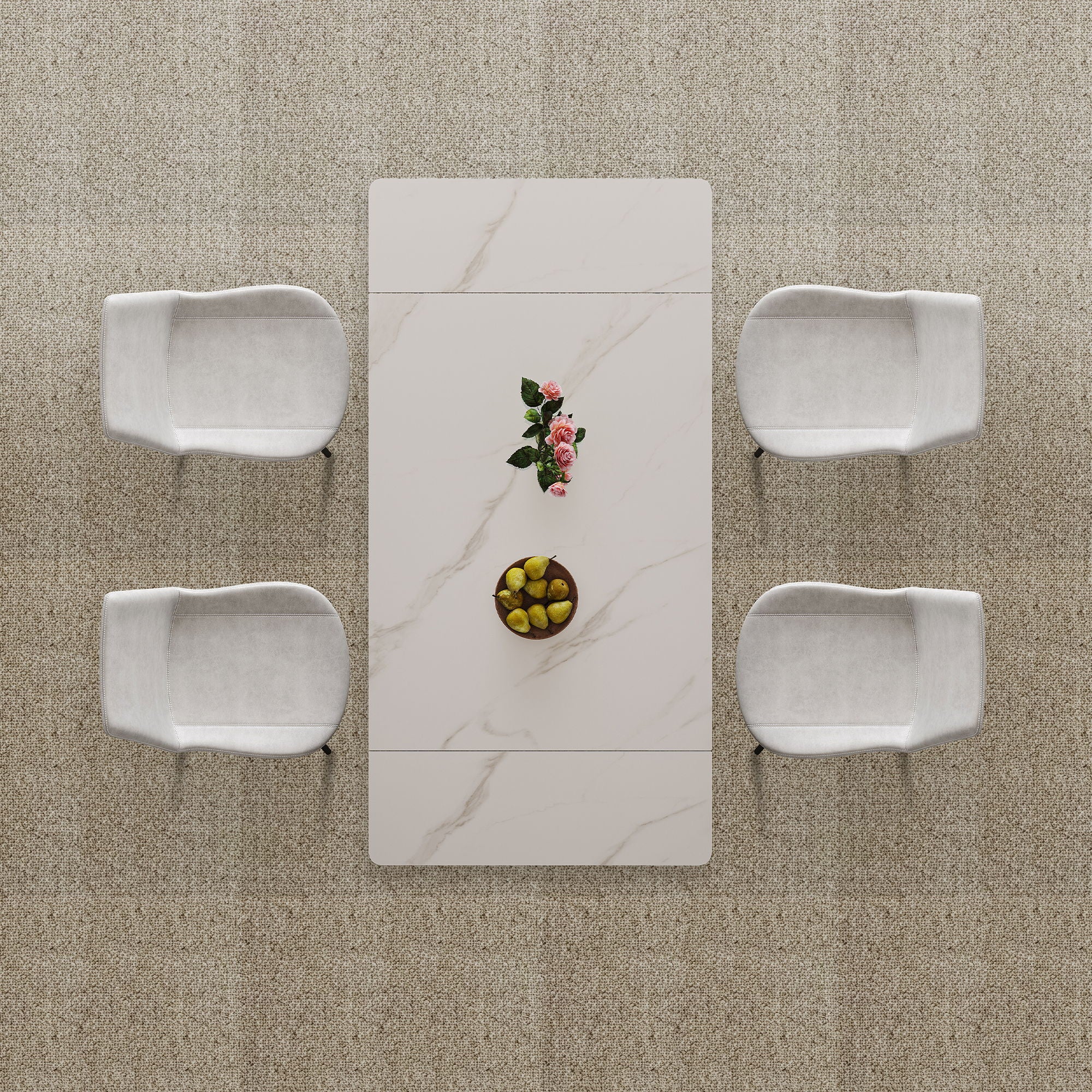 Retractable Sintered Stone Dining Table Set With Chairs