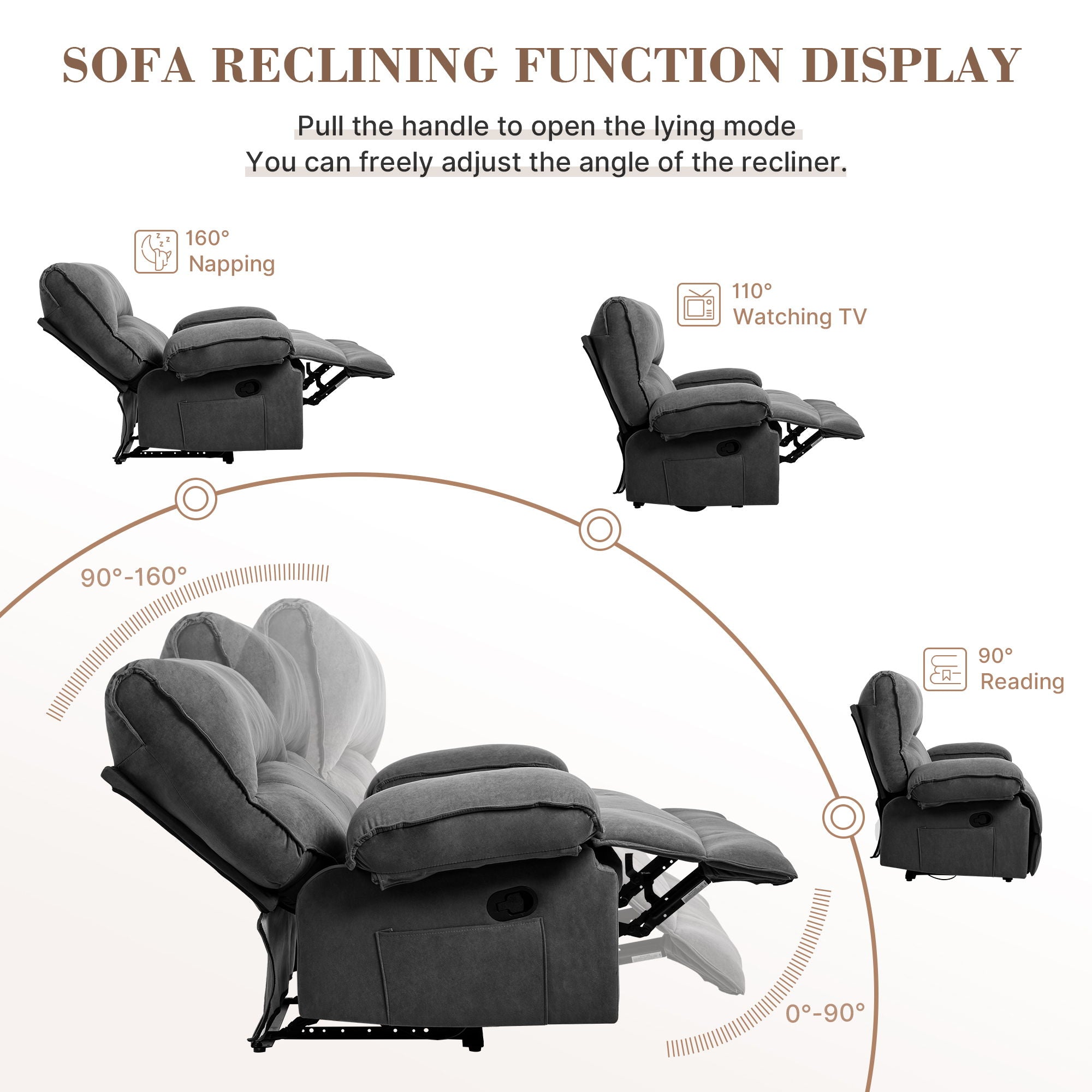 Oversized Manual Recliner Chair Sofa For Living Room