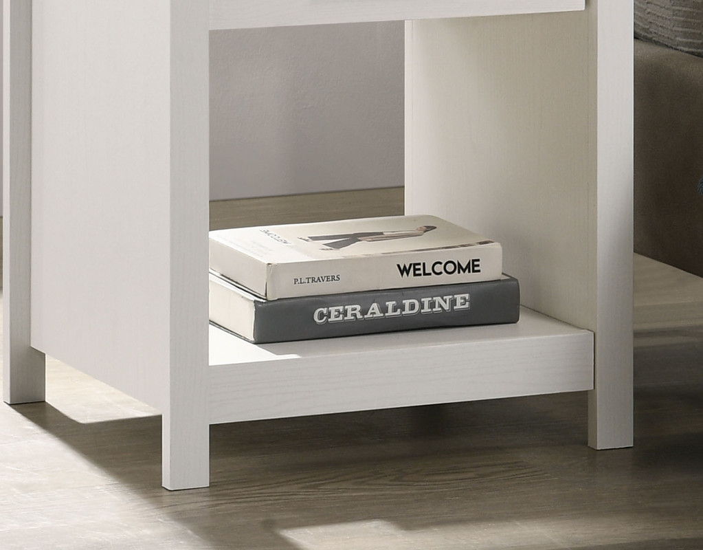 Celeste 20"W White 1-Drawer Nightstand Bedside Table