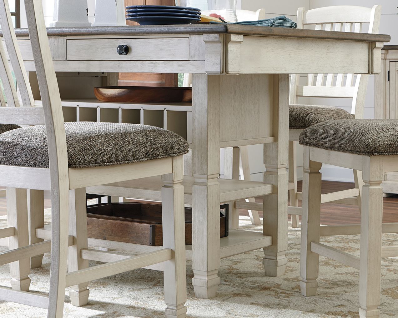 Signature Design by Ashley® Bolanburg - Beige - Rectangular Dining Room Counter Table | Meri Furniture