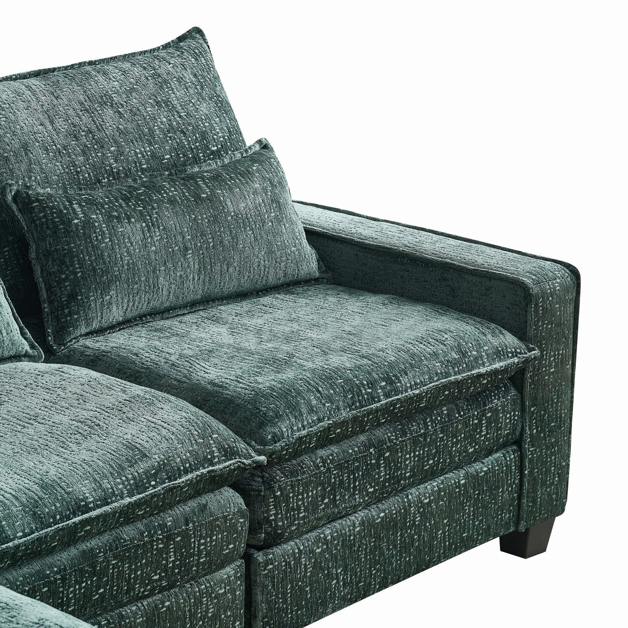 Modern Comfy Chenille L Shaped Sectional Sofa With Movable Ottoman