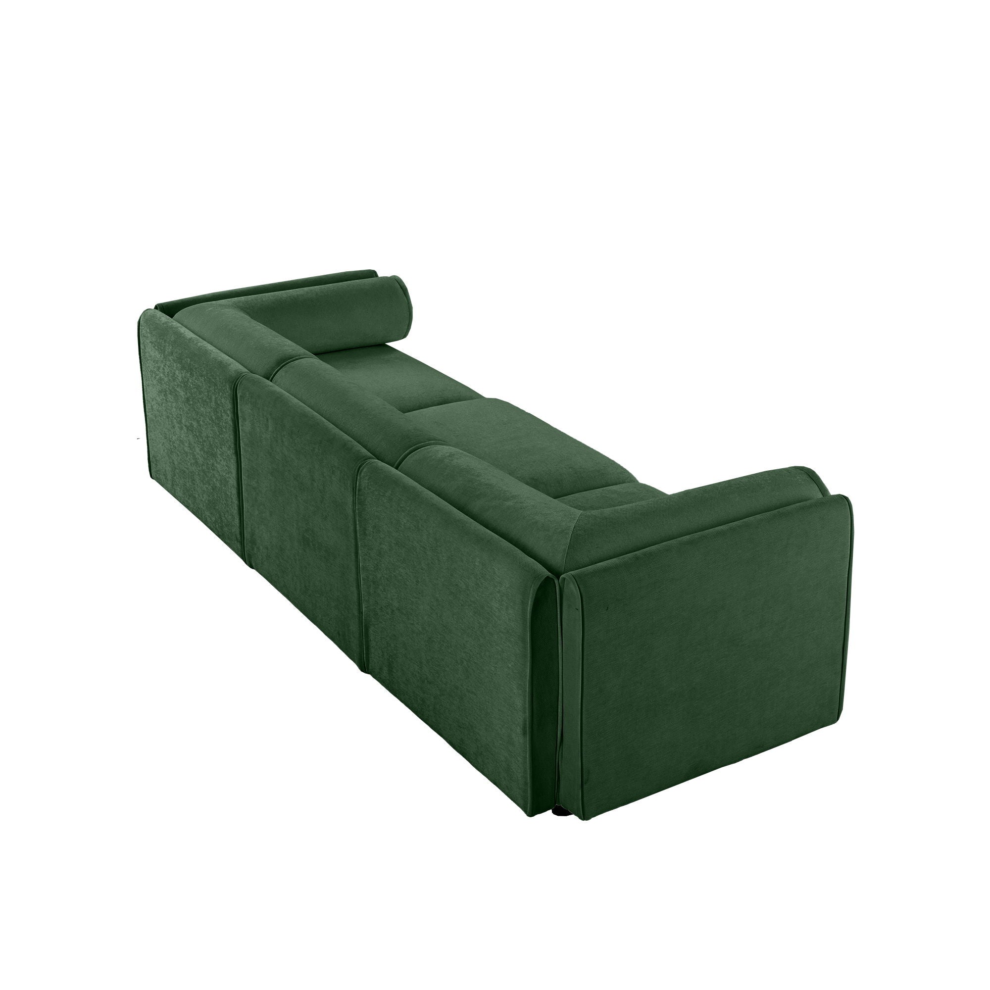 Stylish Chenille Sofa With Storage Seat And Cylindrical Backrest