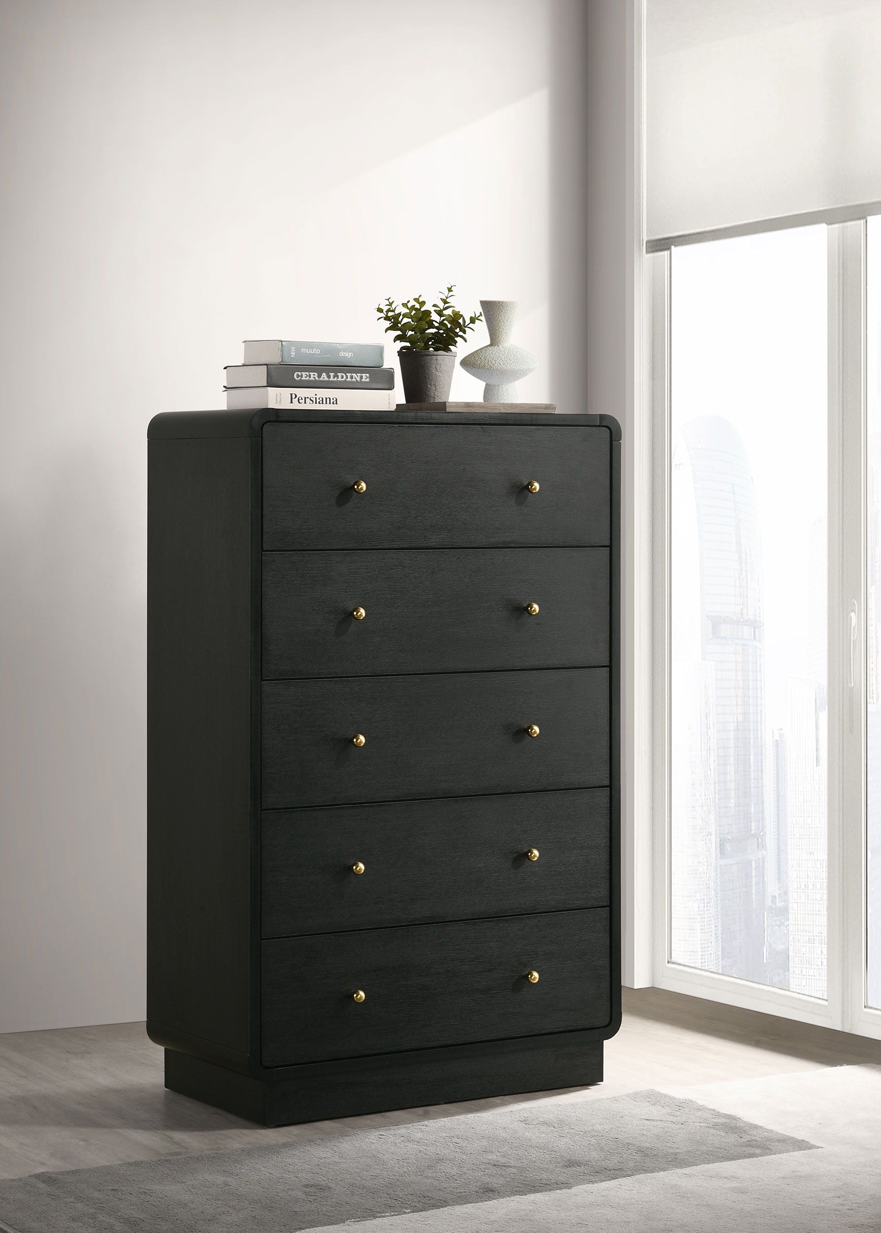 Coaster Fine Furniture Cavelle - 5-Drawer Chest Of Drawers - Black | Meri Furniture