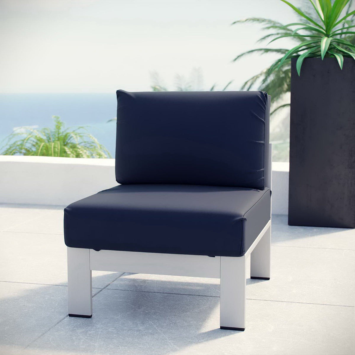 Shore Armless Outdoor Patio Aluminum Chair by Modway