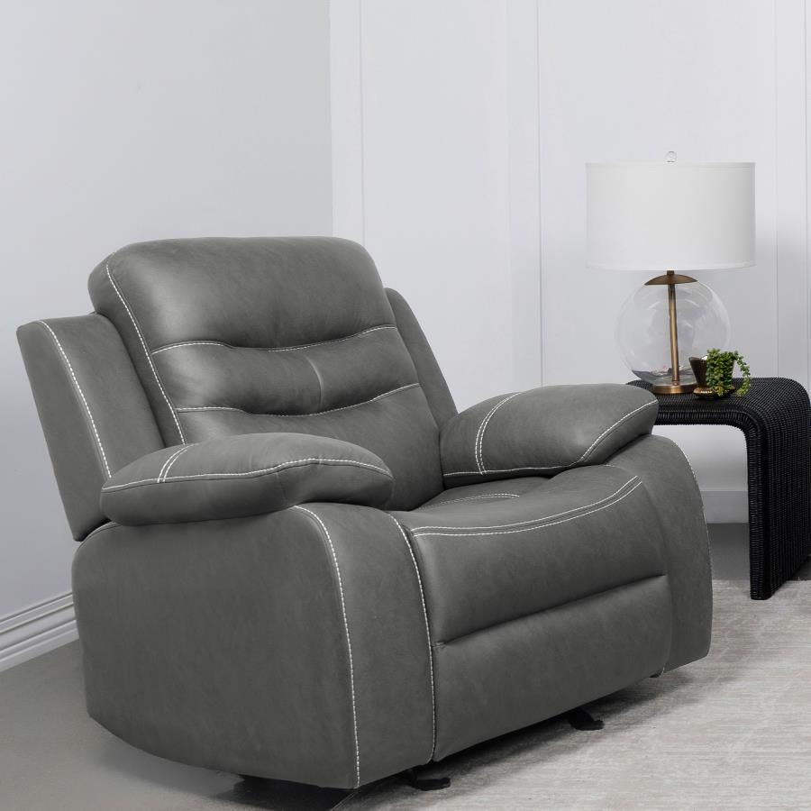 Coaster Fine Furniture Nova - Upholstered Padded Arm Glider Recliner - Dark Gray | Meri Furniture