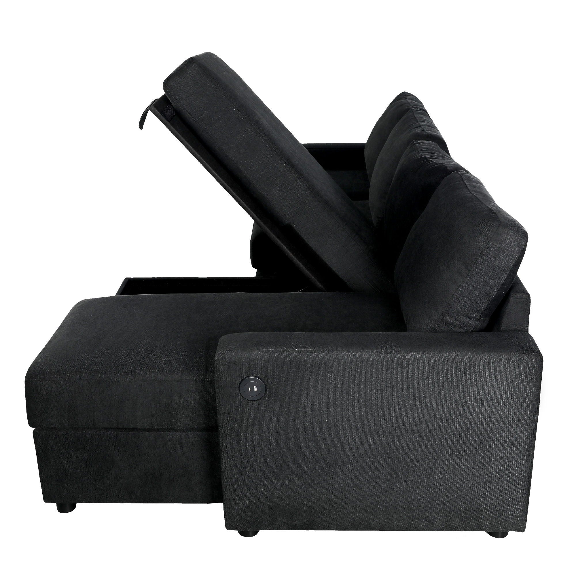 Convertible Sectional Sofa With Storage Chaise Lounges And USB Ports