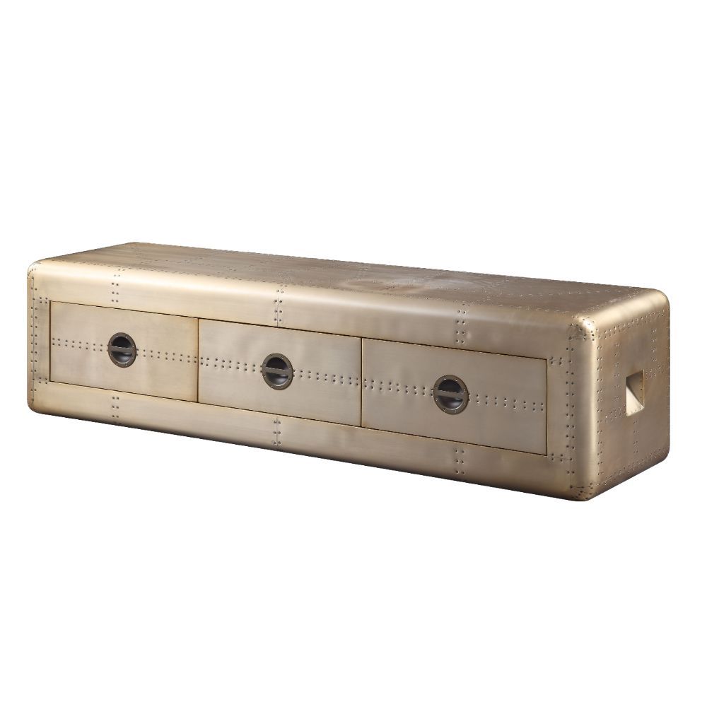 ACME Jennavieve - TV Stand - Gold Aluminum | Meri Furniture