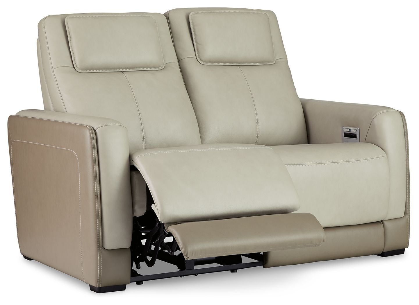 Signature Design by Ashley® Battleville - Almond - Pwr Rec Loveseat/Adj Headrest | Meri Furniture