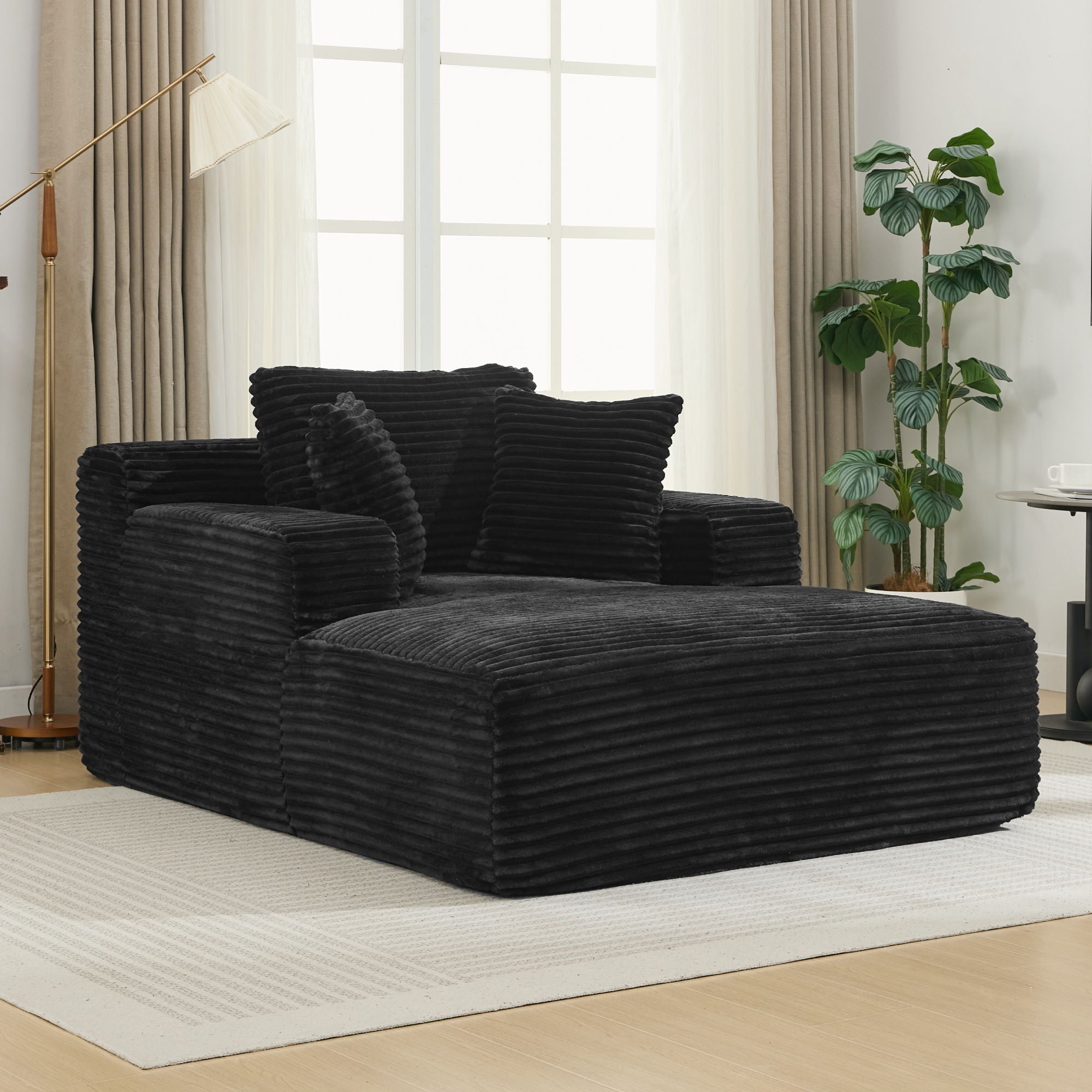 Modern Full Compressed Chaise Lounge Sofa Bed With Removable Pillows