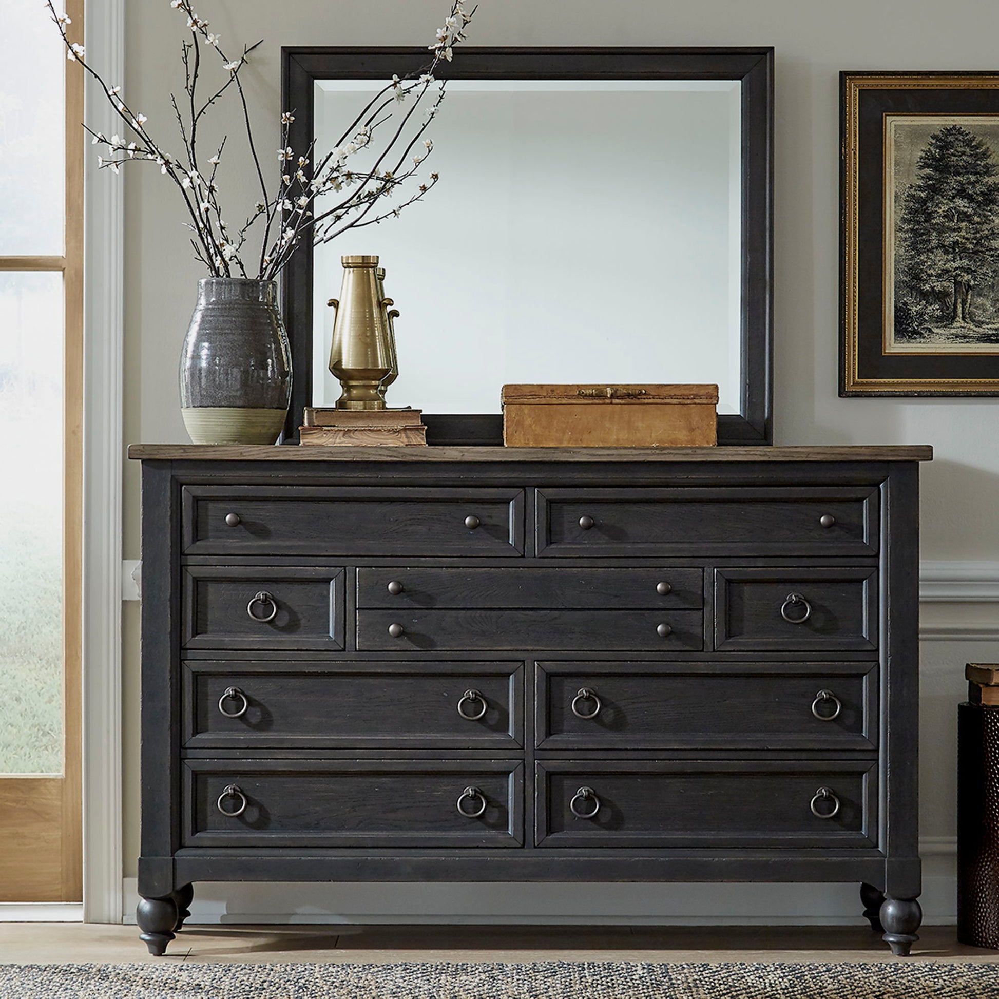 Liberty Furniture Americana Farmhouse - Dresser & Mirror | Meri Furniture