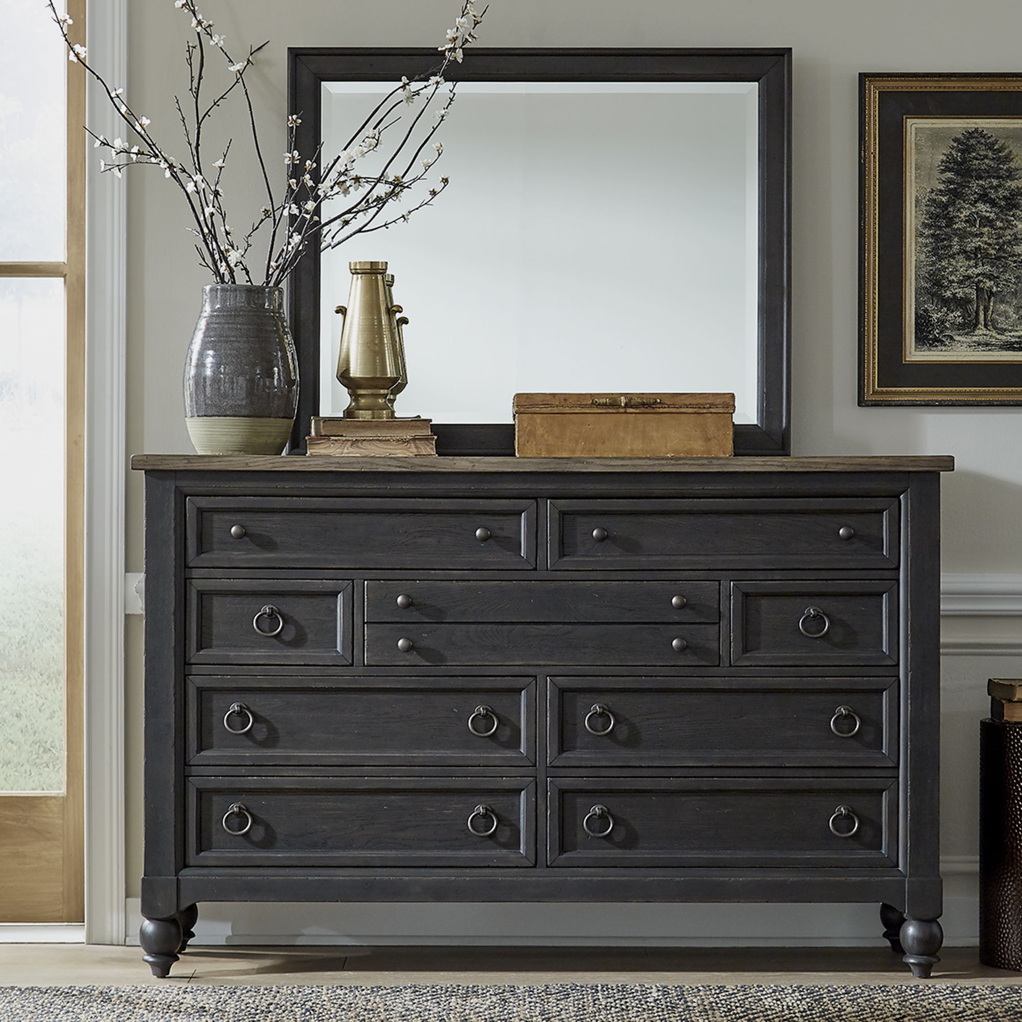 Liberty Furniture Americana Farmhouse - Dresser & Mirror | Meri Furniture