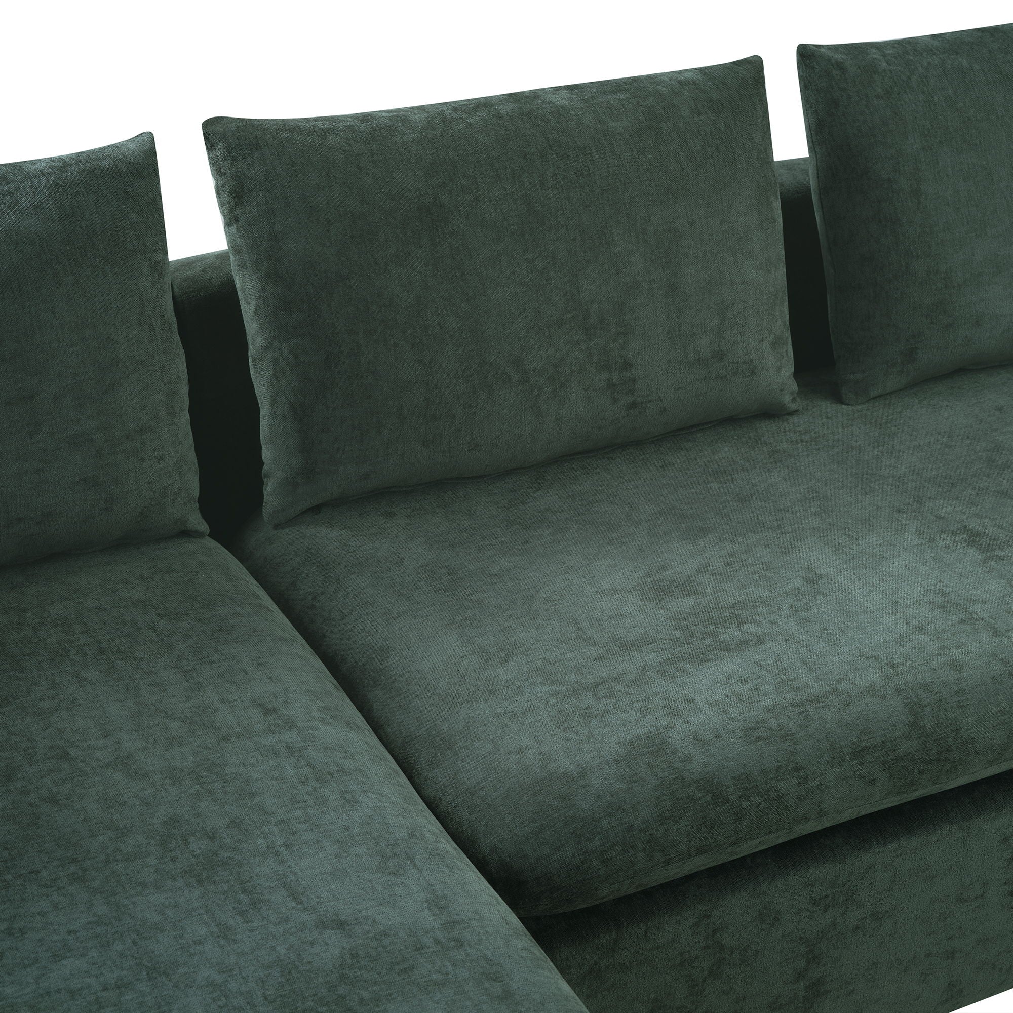 Modern L Shaped Sectional Sofa With Chenille Upholstery And Wooden Storage