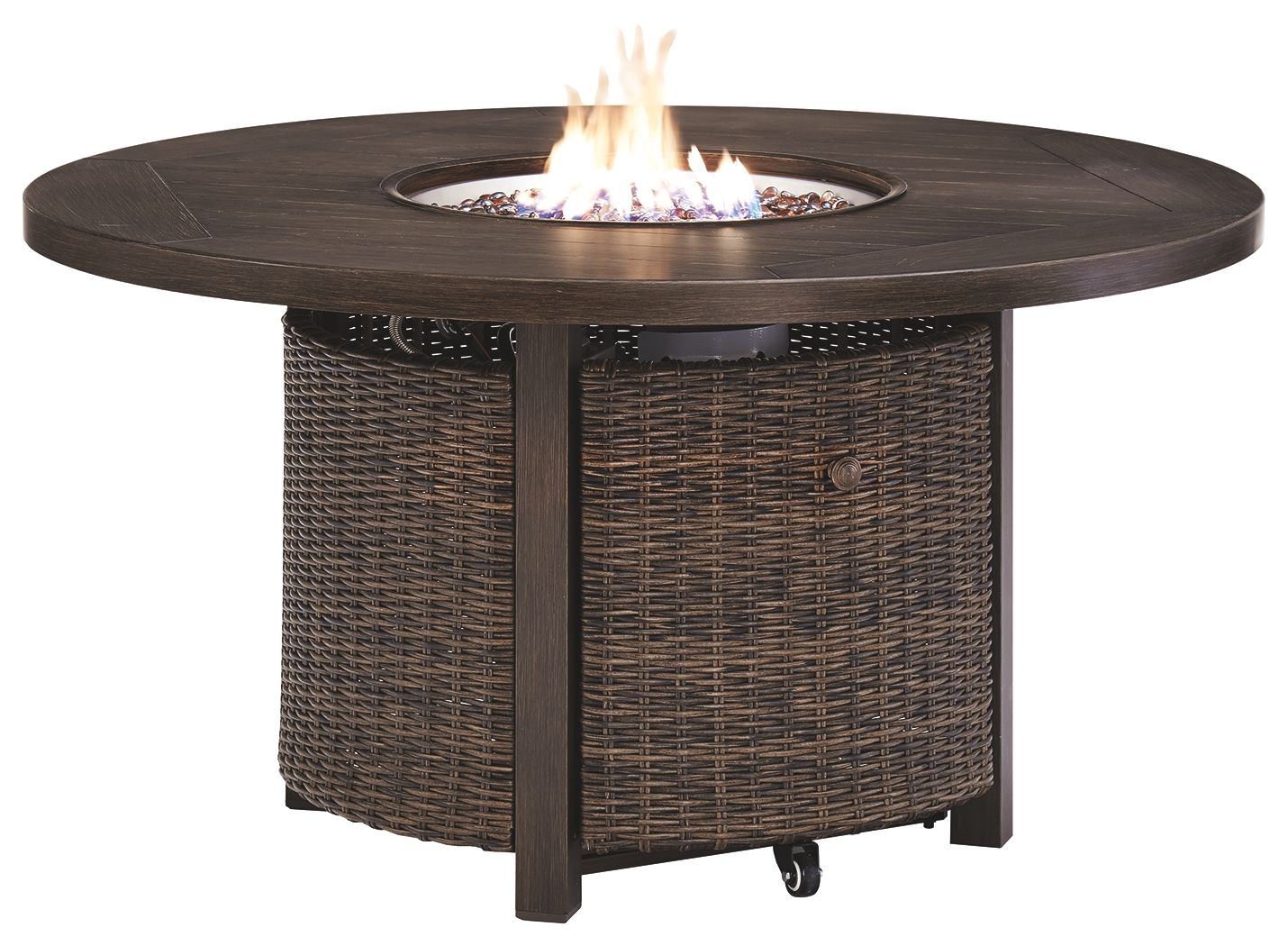 Ashley Furniture Paradise - Medium Brown - Round Fire Pit Table | Meri Furniture