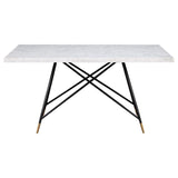 Gabrielle - 5 Piece Marble Top Dining Table Set - White And Gray