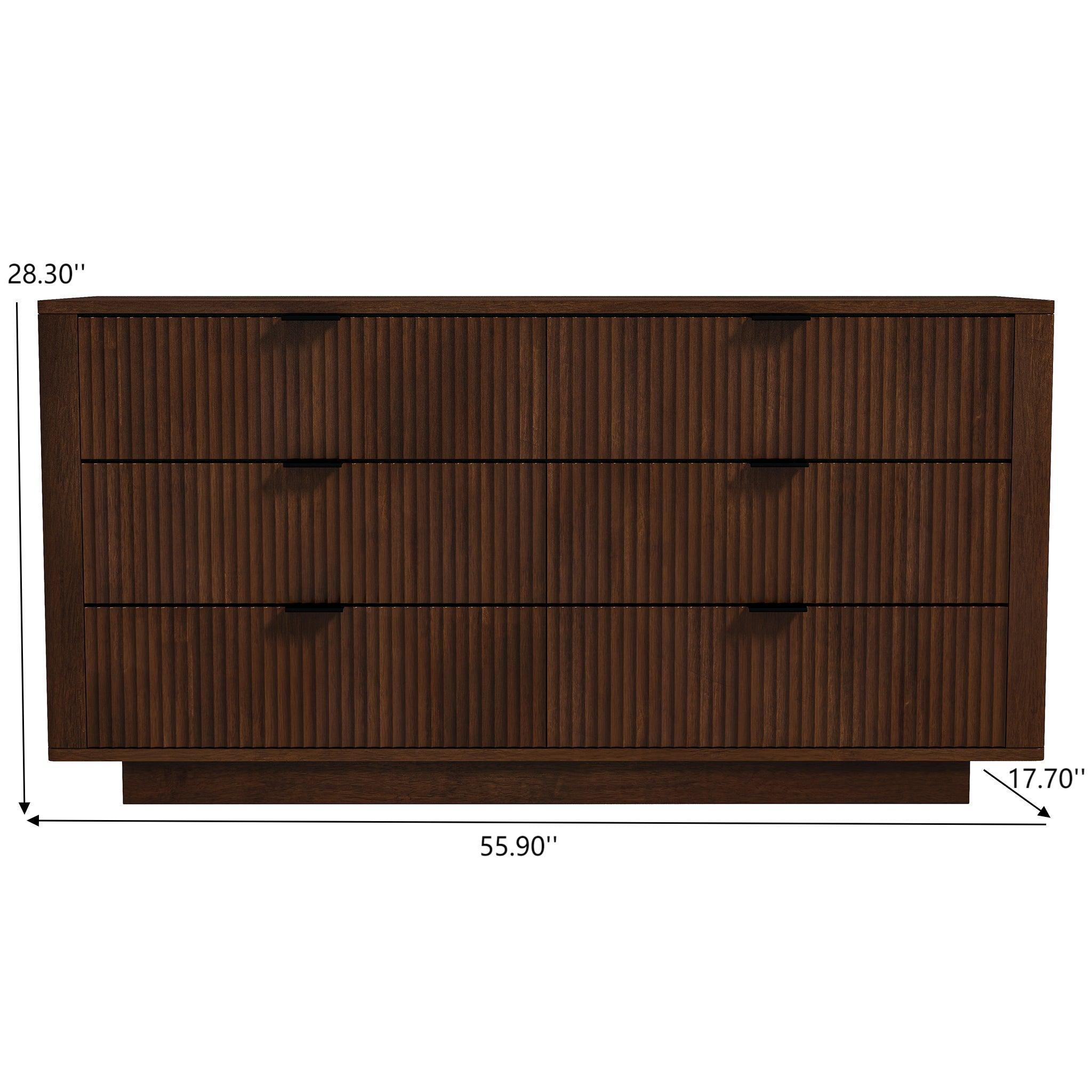 Lola - Mid-Century Modern Dresser With 6 Drawers - Dark Brown