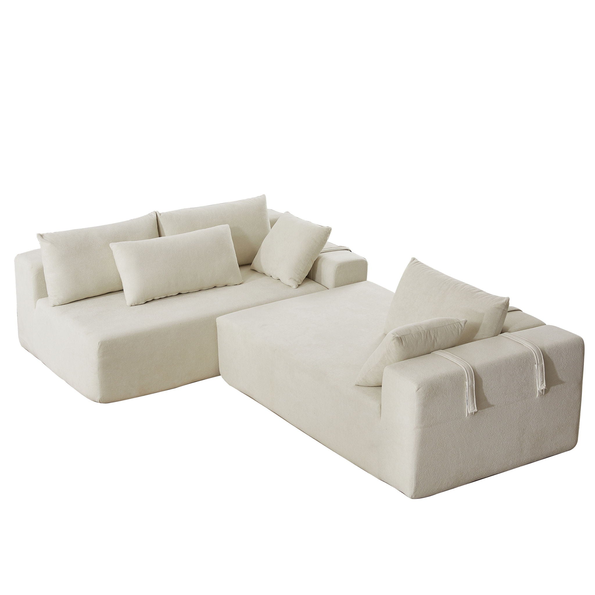 Modern Chenille Upholstered Sectional Sofa Couch Set With 6 Pillows,Free Combination